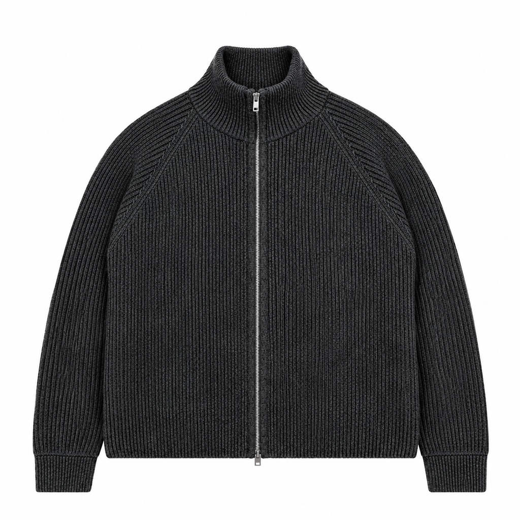 Laurent Zip Cardigan - Black