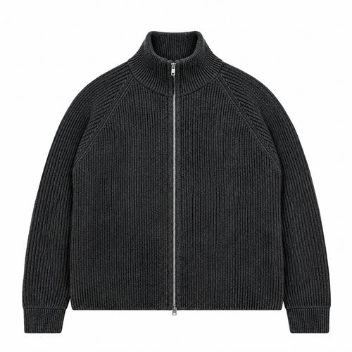 Laurent Zip Cardigan - Black
