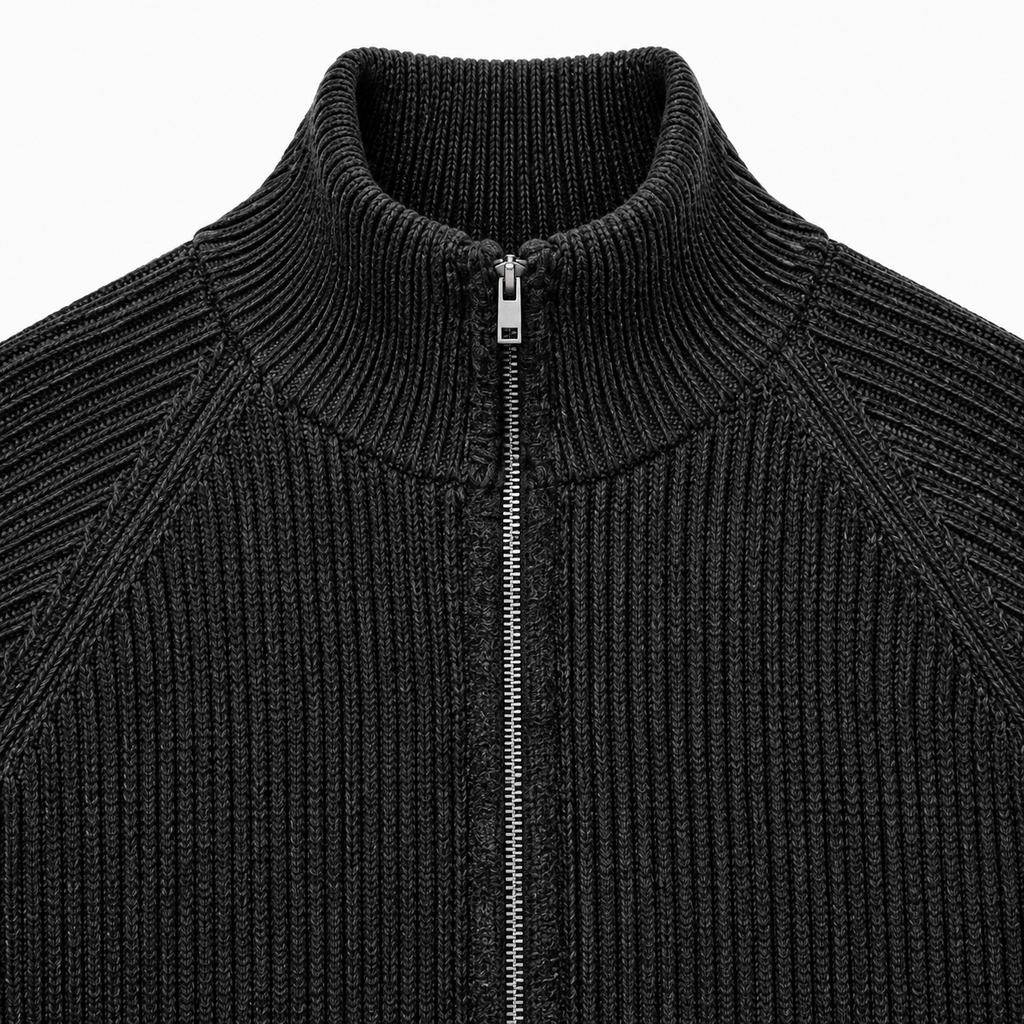 Laurent Zip Cardigan - Black