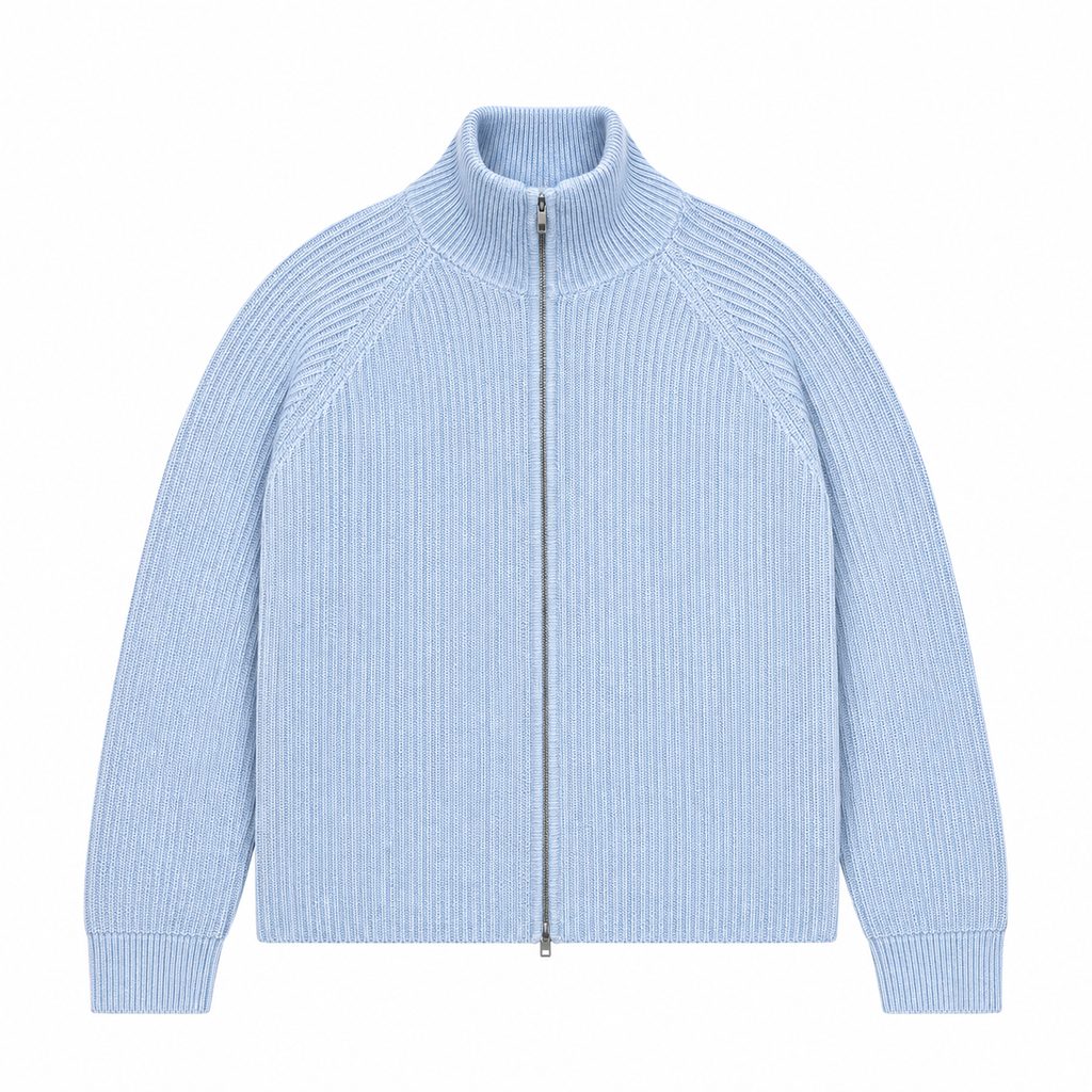 Laurent Zip Cardigan - Blue